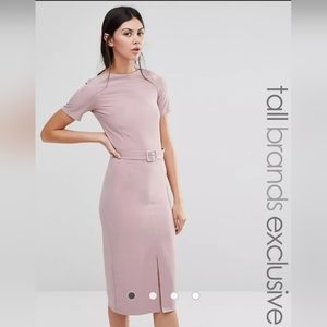 ASOS Alter Tall Belted Pencil Dress With Split Front Detail - Sz 12 US (16 UK)